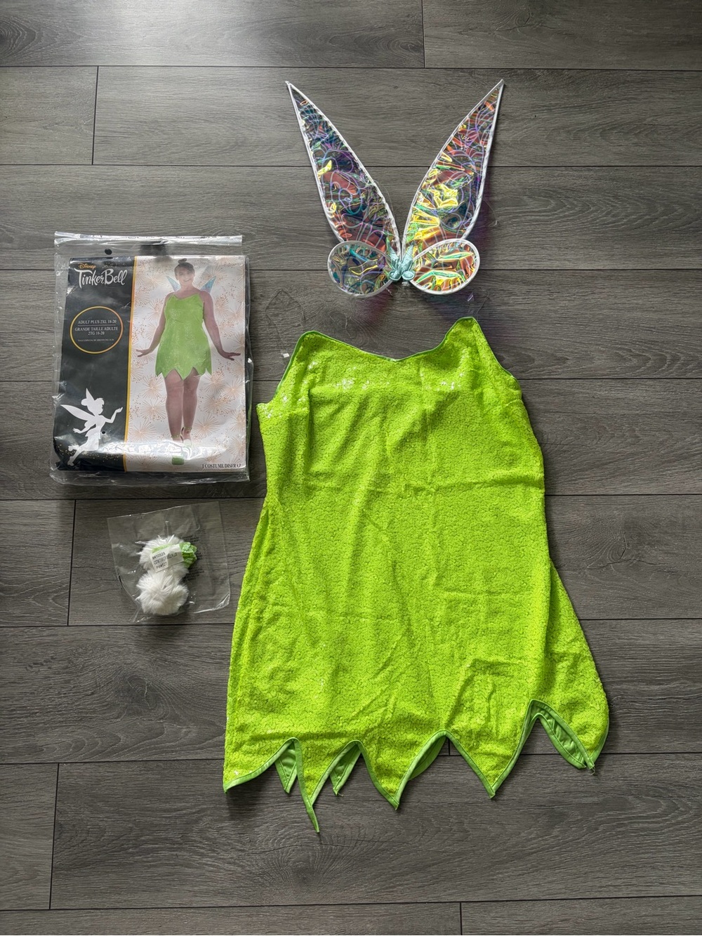 Disney Tinker Bell Green Fairy Costume with Iridescent Wings size 2xl